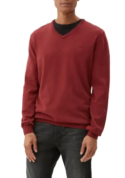 s.Oliver Pullover & Sweatshirts|Big Boys*Feinstrickpullover mit V-Ausschnitt Rot