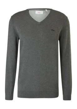 s.Oliver Pullover & Sweatshirts|Big Boys*Feinstrickpullover mit V-Ausschnitt Grau