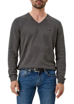 s.Oliver Pullover & Sweatshirts|Big Boys*Feinstrickpullover mit V-Ausschnitt Grau