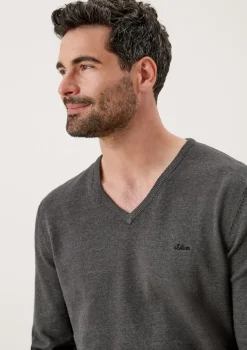 s.Oliver Pullover & Sweatshirts|Big Boys*Feinstrickpullover mit V-Ausschnitt Grau