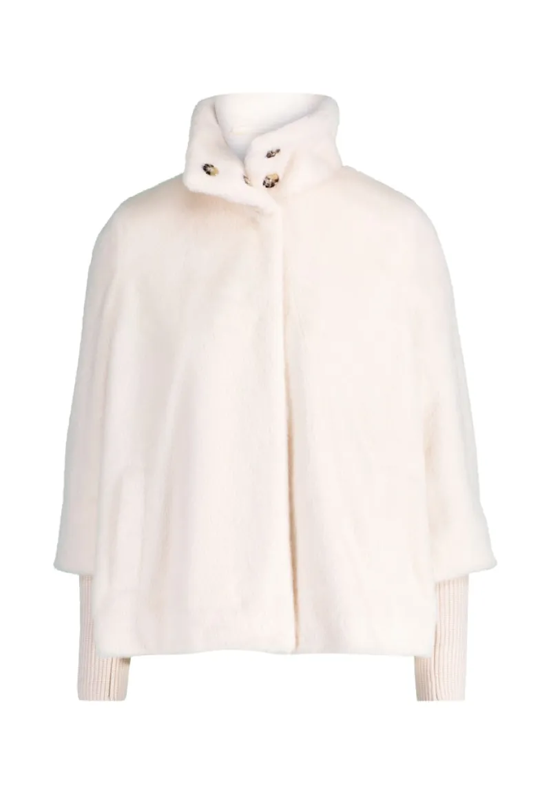 Zero Jacken*Fellimitat-Jacke mit Stehkragen Eggnog