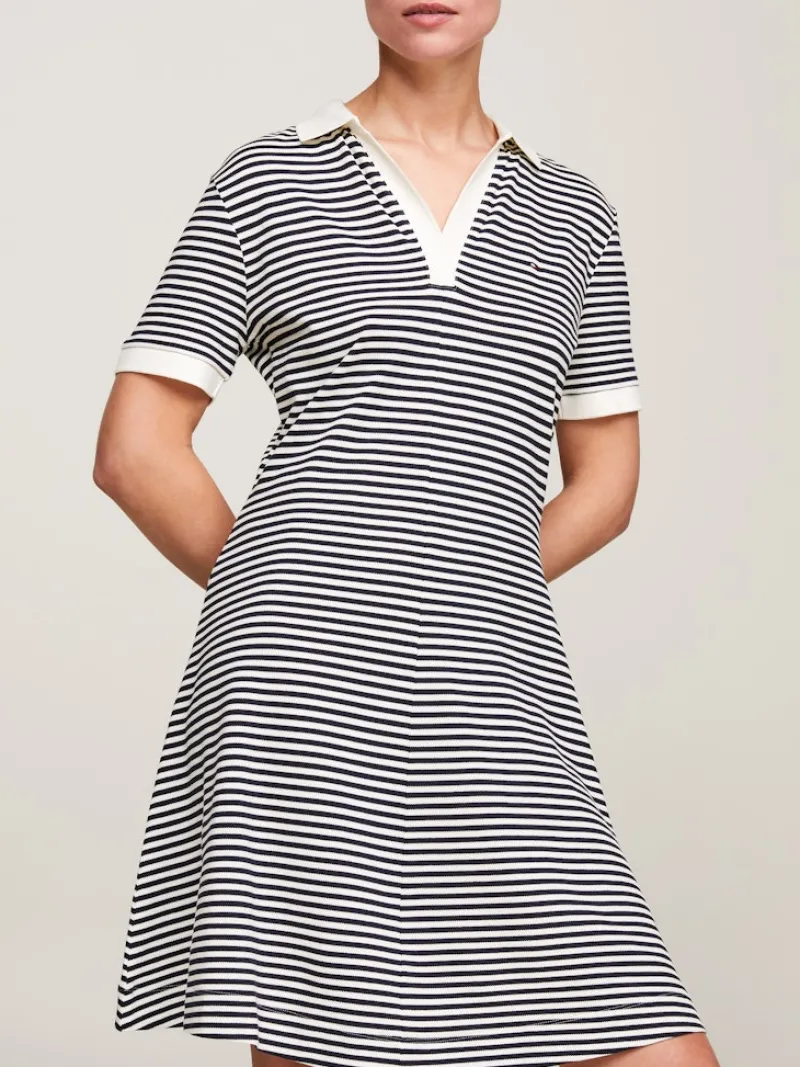 Tommy Hilfiger Kleider*F&F OPEN PLCKT LYCLL POLO DRS SS breton ecru-desert sky