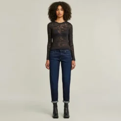 G-star Raw Shirts*Fine lace aop slim r t wmn ls dk black lace wave