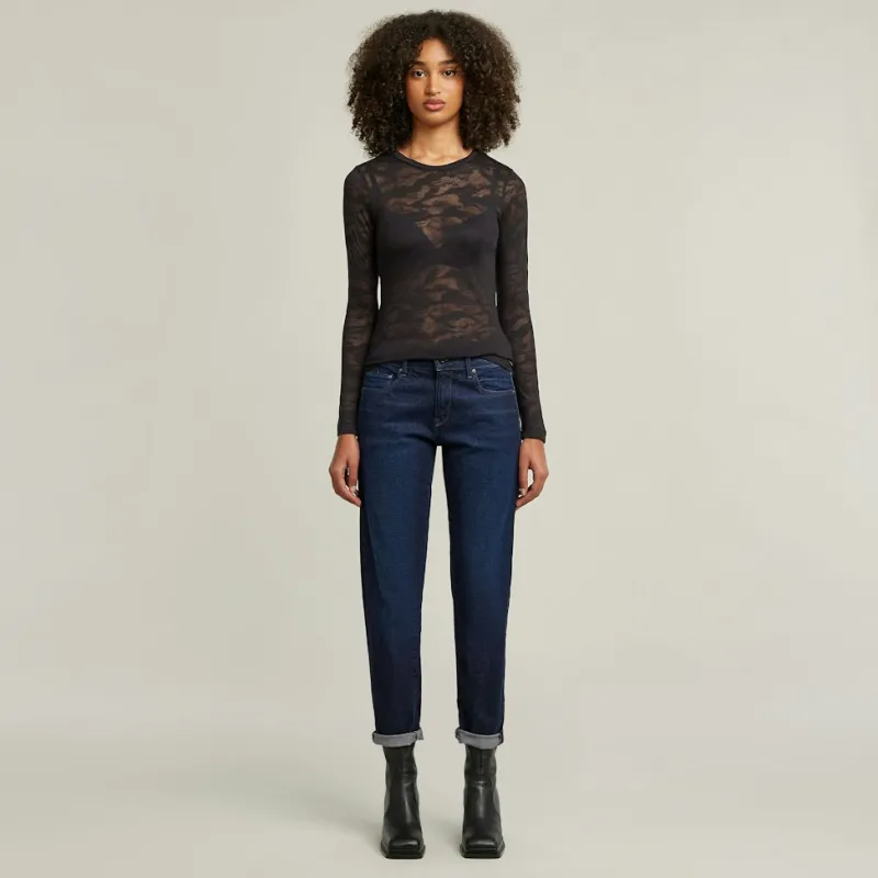 G-star Raw Shirts*Fine lace aop slim r t wmn ls dk black lace wave
