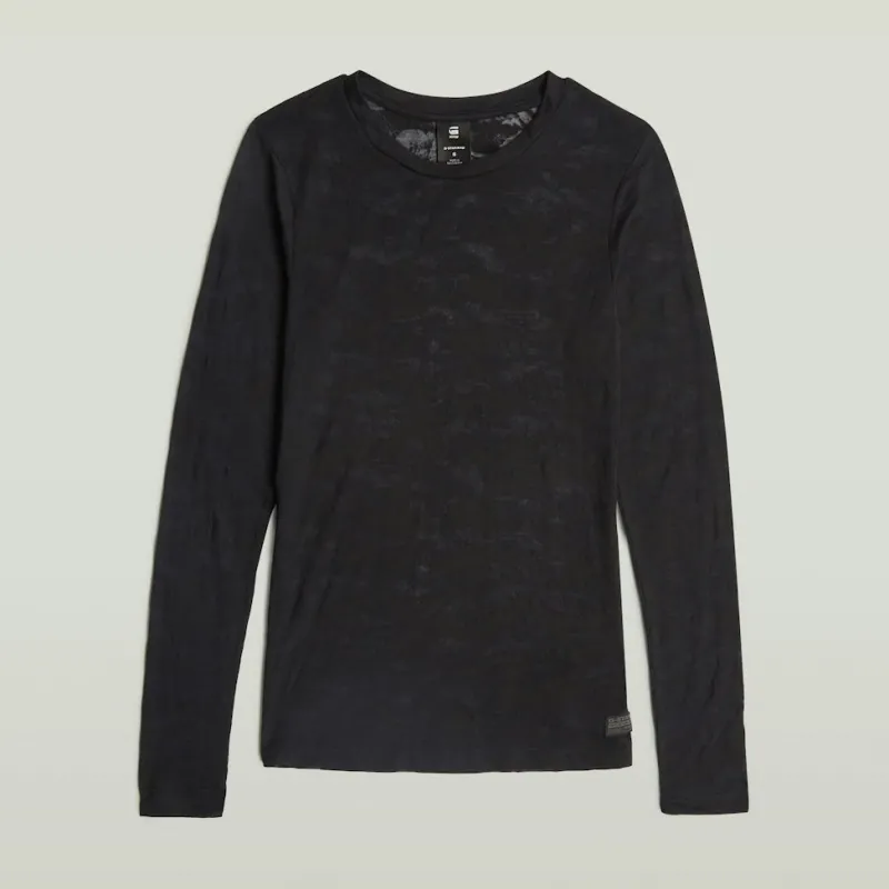 G-star Raw Shirts*Fine lace aop slim r t wmn ls dk black lace wave