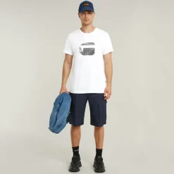 G-star Raw Shirts*Finger print burger r t white