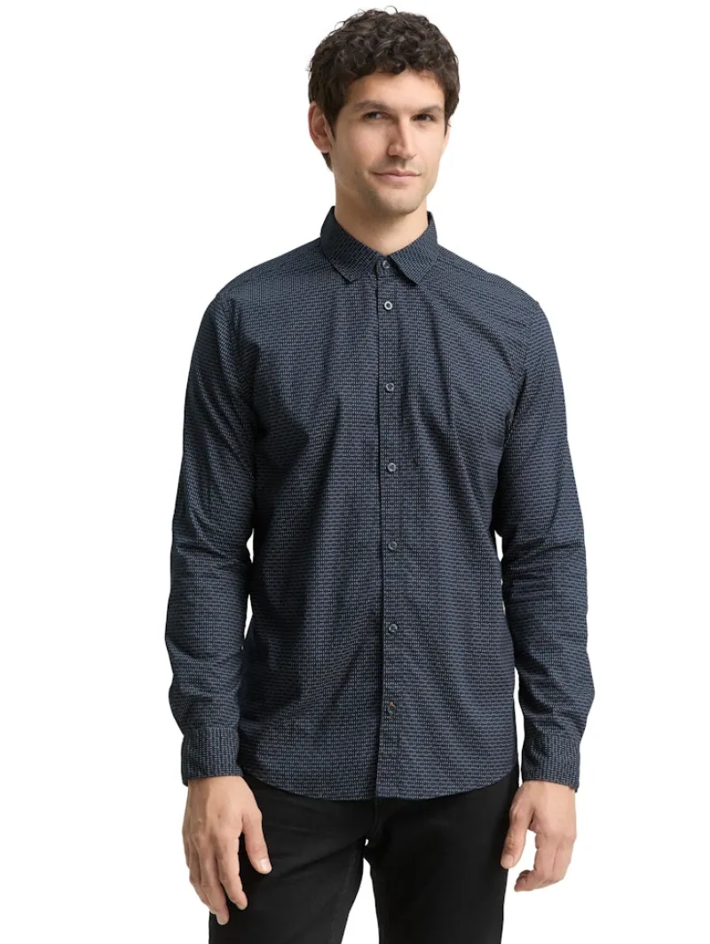 Tom Tailor Hemden|Big Boys*Fitted Hemd mit Muster navy mini spike design