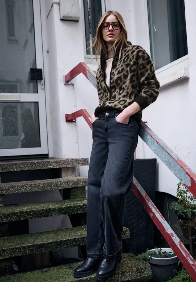 STREET ONE STUDIO Pullover & Sweatshirts*Flauschiger Leo Cardigan Black