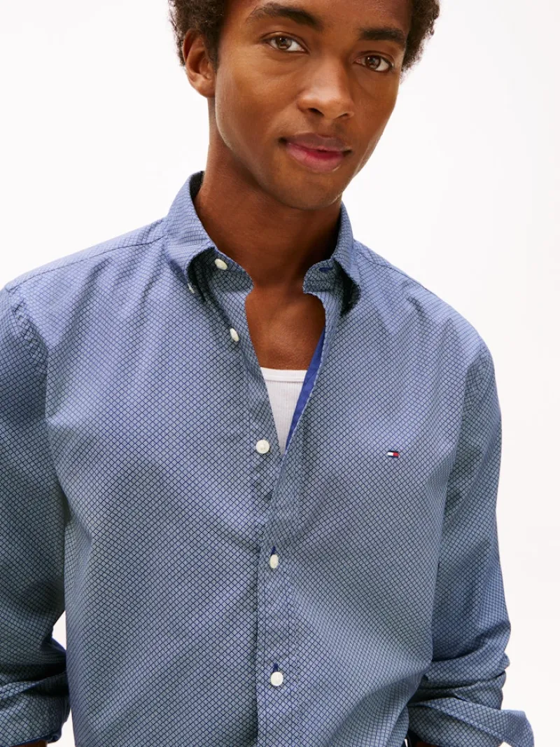 Tommy Hilfiger Hemden|Big Boys*FLEX POPLIN MICRO RF PRINT SHIRT preppy navy - allover