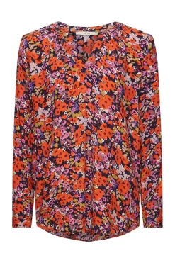 Esprit Blusen*Florale Bluse mit V-Ausschnitt new navy