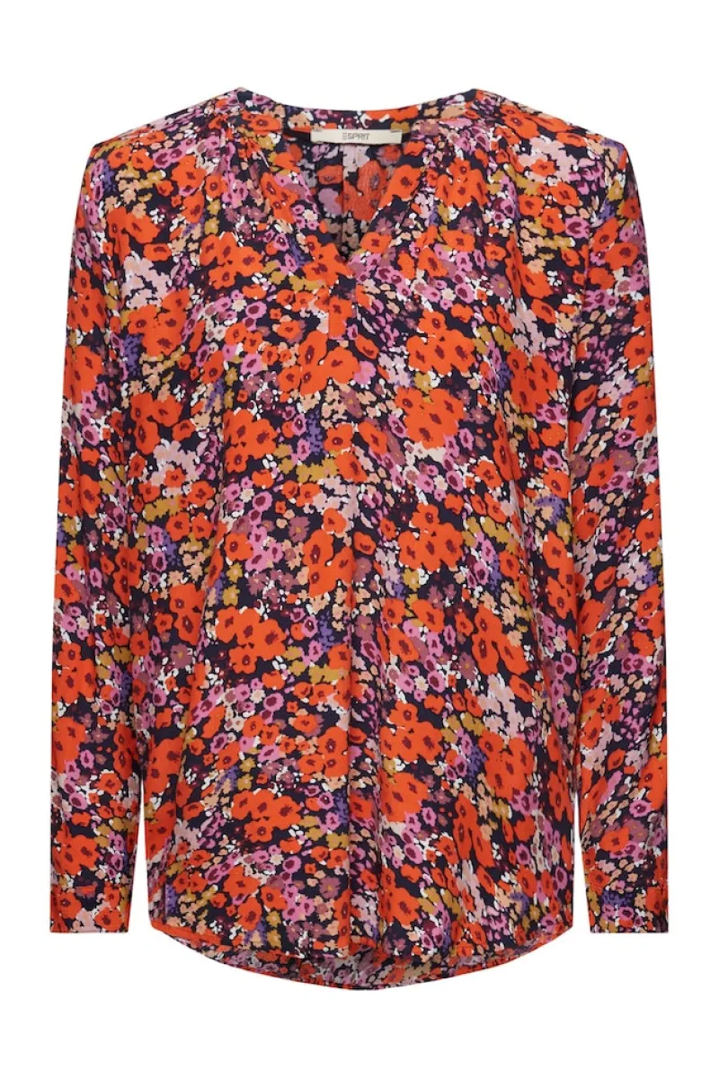 Esprit Blusen*Florale Bluse mit V-Ausschnitt new navy