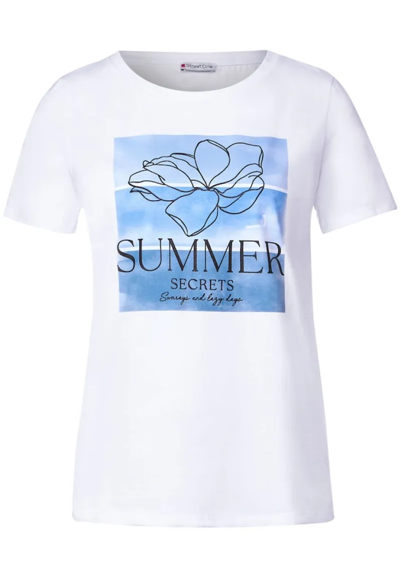 Street One Shirts*Flower Partprint Shirt blue bay