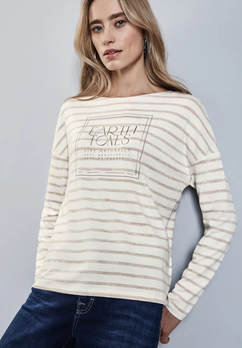 Street One Shirts*Folienprint Streifenshirt smooth sand beige