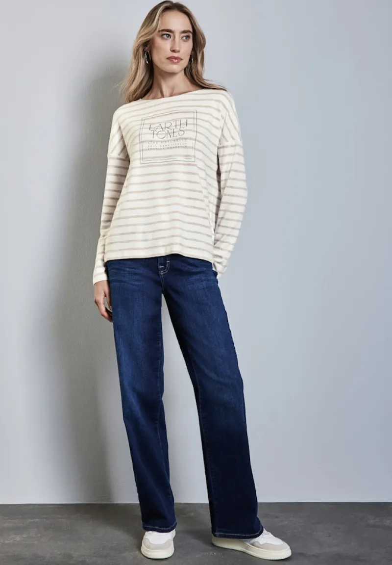 Street One Shirts*Folienprint Streifenshirt smooth sand beige