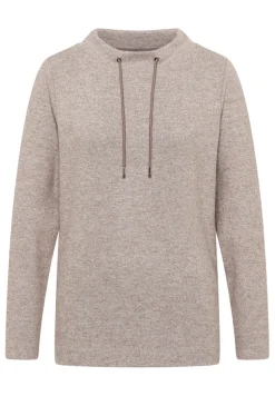 Cecil Pullover & Sweatshirts*Funnelneck Melange Rippshirt chocolate mousse melange