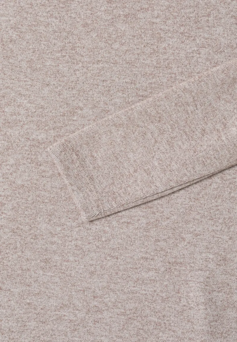 Cecil Pullover & Sweatshirts*Funnelneck Melange Rippshirt chocolate mousse melange