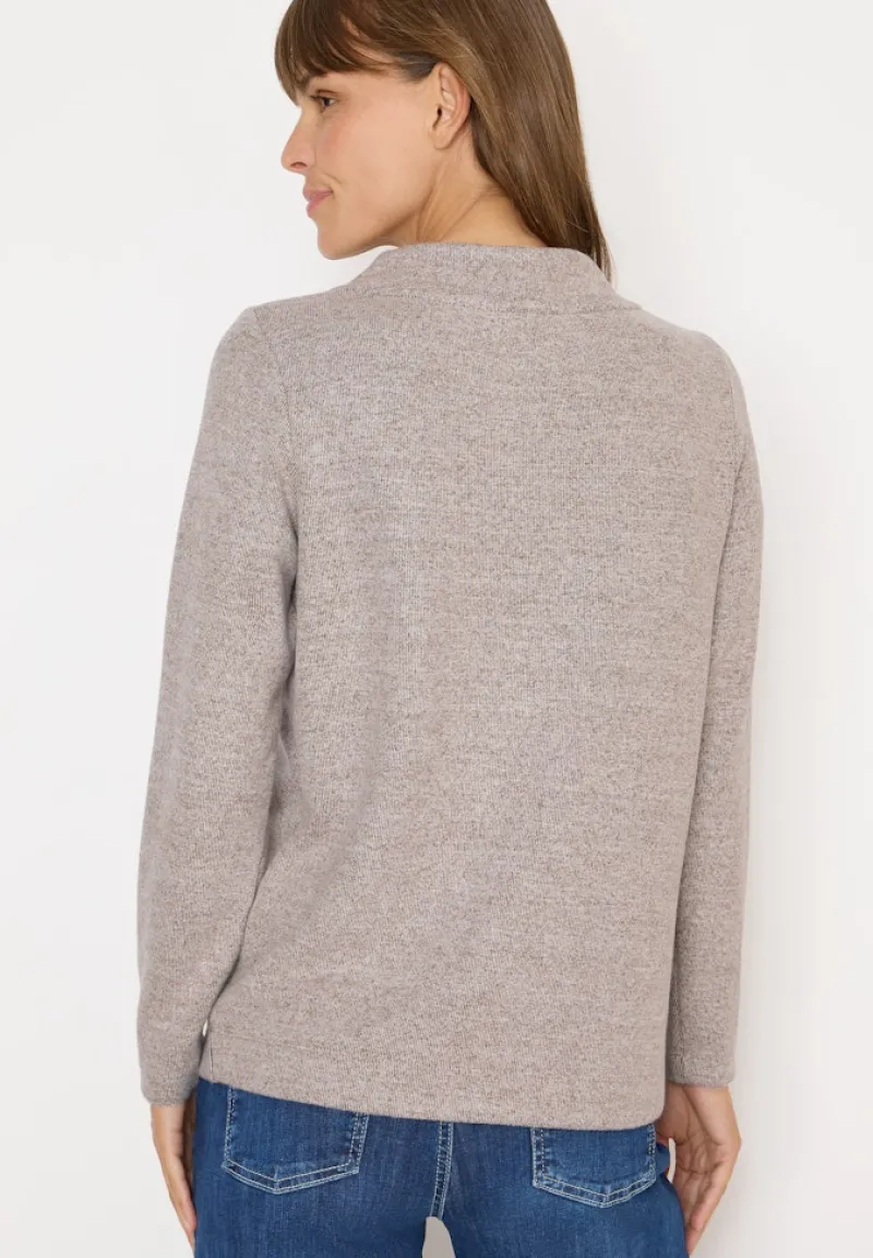 Cecil Pullover & Sweatshirts*Funnelneck Melange Rippshirt chocolate mousse melange