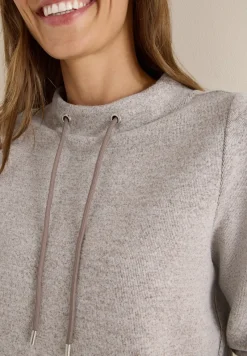 Cecil Pullover & Sweatshirts*Funnelneck Melange Rippshirt chocolate mousse melange