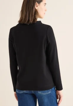 Cecil Shirts*Funnelneck Shirt in Unifarbe Black