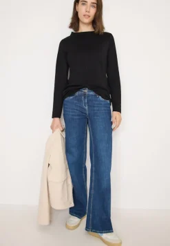 Cecil Shirts*Funnelneck Shirt in Unifarbe Black