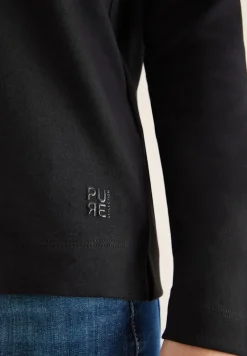 Cecil Shirts*Funnelneck Shirt in Unifarbe Black