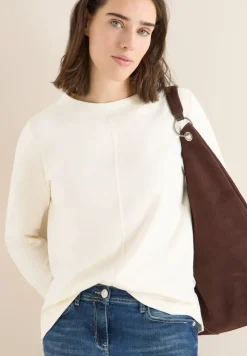 Cecil Shirts*Funnelneck Shirt in Unifarbe creamy white