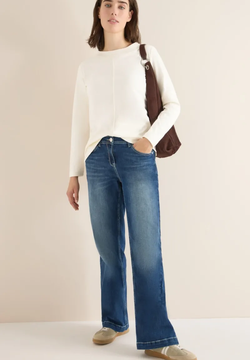 Cecil Shirts*Funnelneck Shirt in Unifarbe creamy white