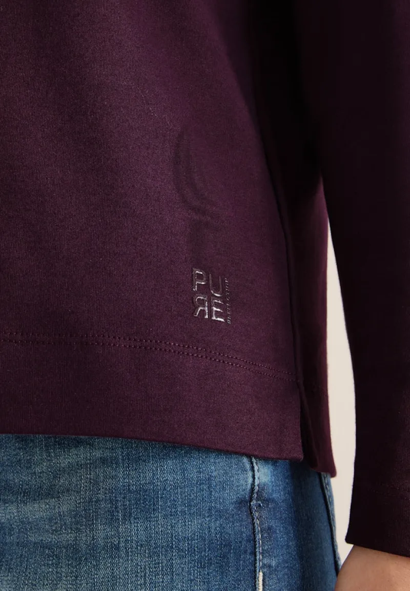 Cecil Shirts*Funnelneck Shirt in Unifarbe eggplant red