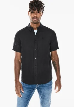 Street One Men Hemden|Big Boys*Garment dye Leinenhemd Black