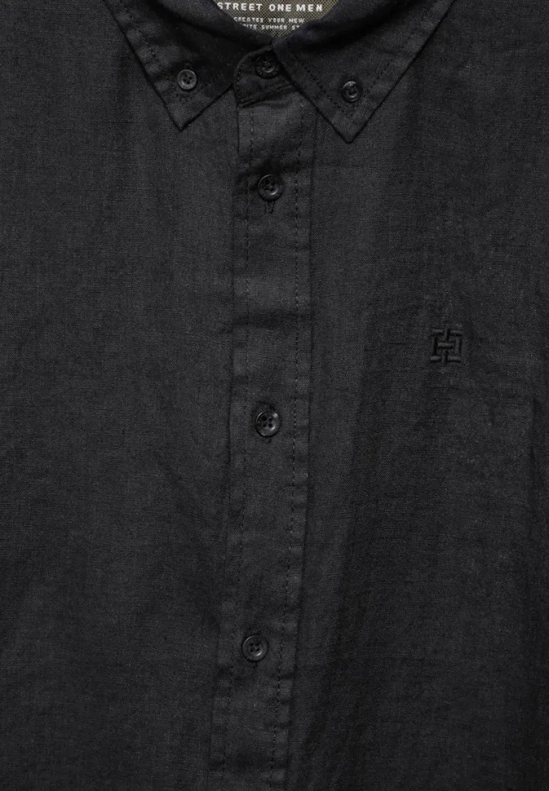 Street One Men Hemden|Big Boys*Garment dye Leinenhemd Black