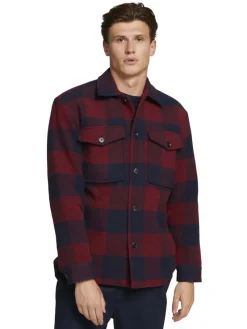 Tom Tailor Denim Jacken*Gefütterte Hemdjacke mit Brusttaschen burgundy navy big vichy check