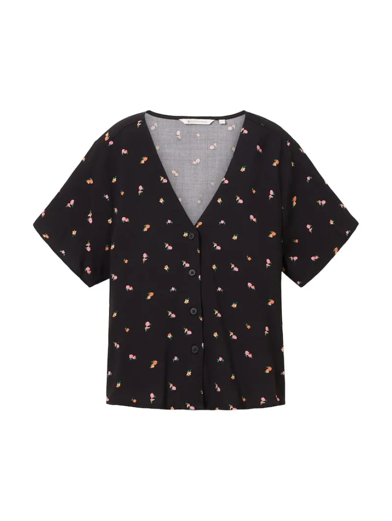 Tom Tailor Denim Blusen*Gemusterte Kurzarm-Bluse small black flower print