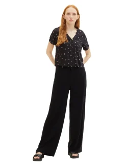 Tom Tailor Denim Blusen*Gemusterte Kurzarm-Bluse small black flower print