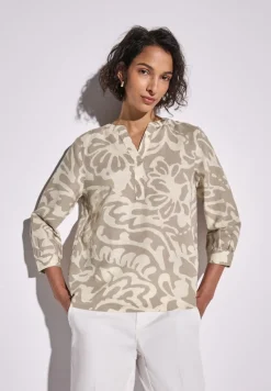 Street One Blusen*Gemusterte Leinenmix-Bluse dark moonstone sand