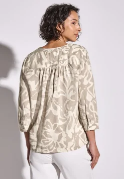 Street One Blusen*Gemusterte Leinenmix-Bluse dark moonstone sand