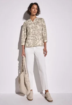 Street One Blusen*Gemusterte Leinenmix-Bluse dark moonstone sand