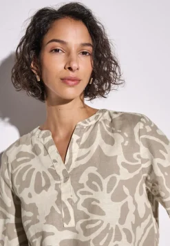 Street One Blusen*Gemusterte Leinenmix-Bluse dark moonstone sand