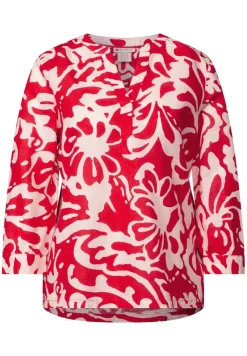 Street One Blusen*Gemusterte Leinenmix-Bluse glory red