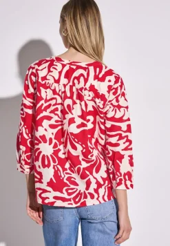 Street One Blusen*Gemusterte Leinenmix-Bluse glory red