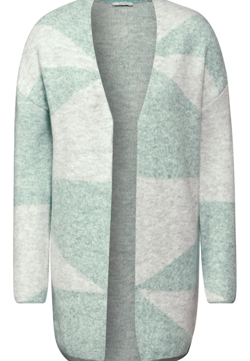 Cecil Pullover & Sweatshirts*Gemusterte Strickjacke glaced green melange