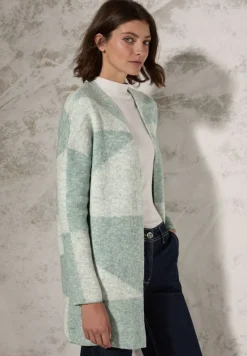 Cecil Pullover & Sweatshirts*Gemusterte Strickjacke glaced green melange