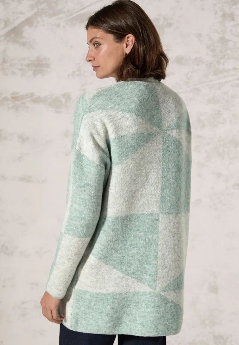 Cecil Pullover & Sweatshirts*Gemusterte Strickjacke glaced green melange