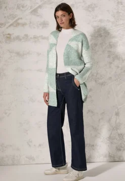 Cecil Pullover & Sweatshirts*Gemusterte Strickjacke glaced green melange