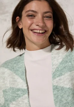 Cecil Pullover & Sweatshirts*Gemusterte Strickjacke glaced green melange