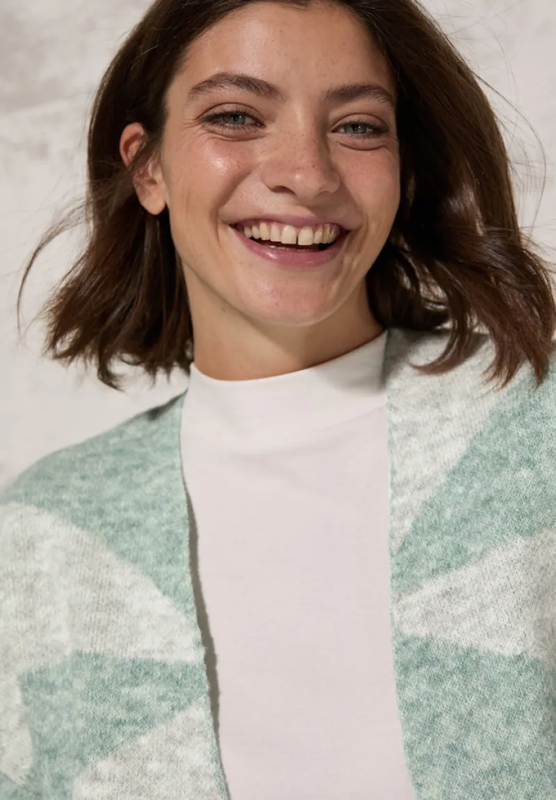 Cecil Pullover & Sweatshirts*Gemusterte Strickjacke glaced green melange