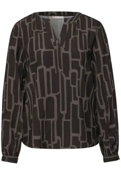 Street One Blusen*Gemusterte Tunika darkest brown
