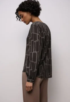Street One Blusen*Gemusterte Tunika darkest brown