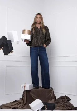 Street One Blusen*Gemusterte Tunika darkest brown