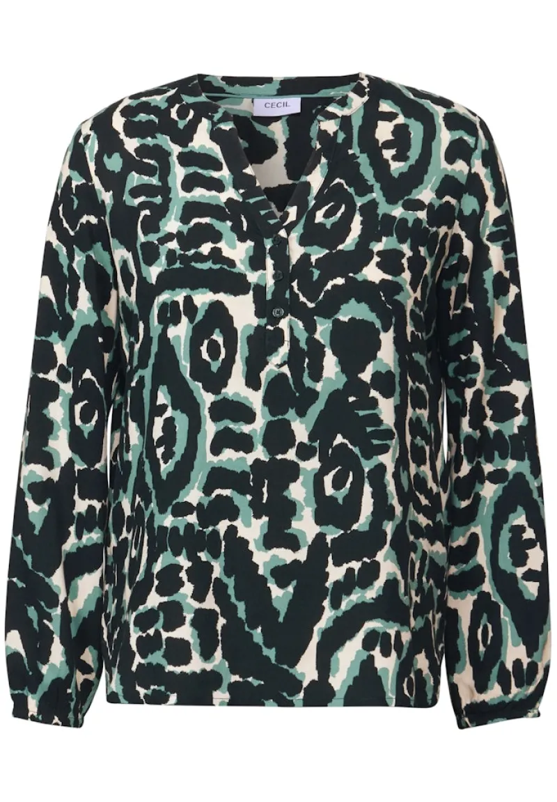 Cecil Blusen*Gemusterte Tunika ink green