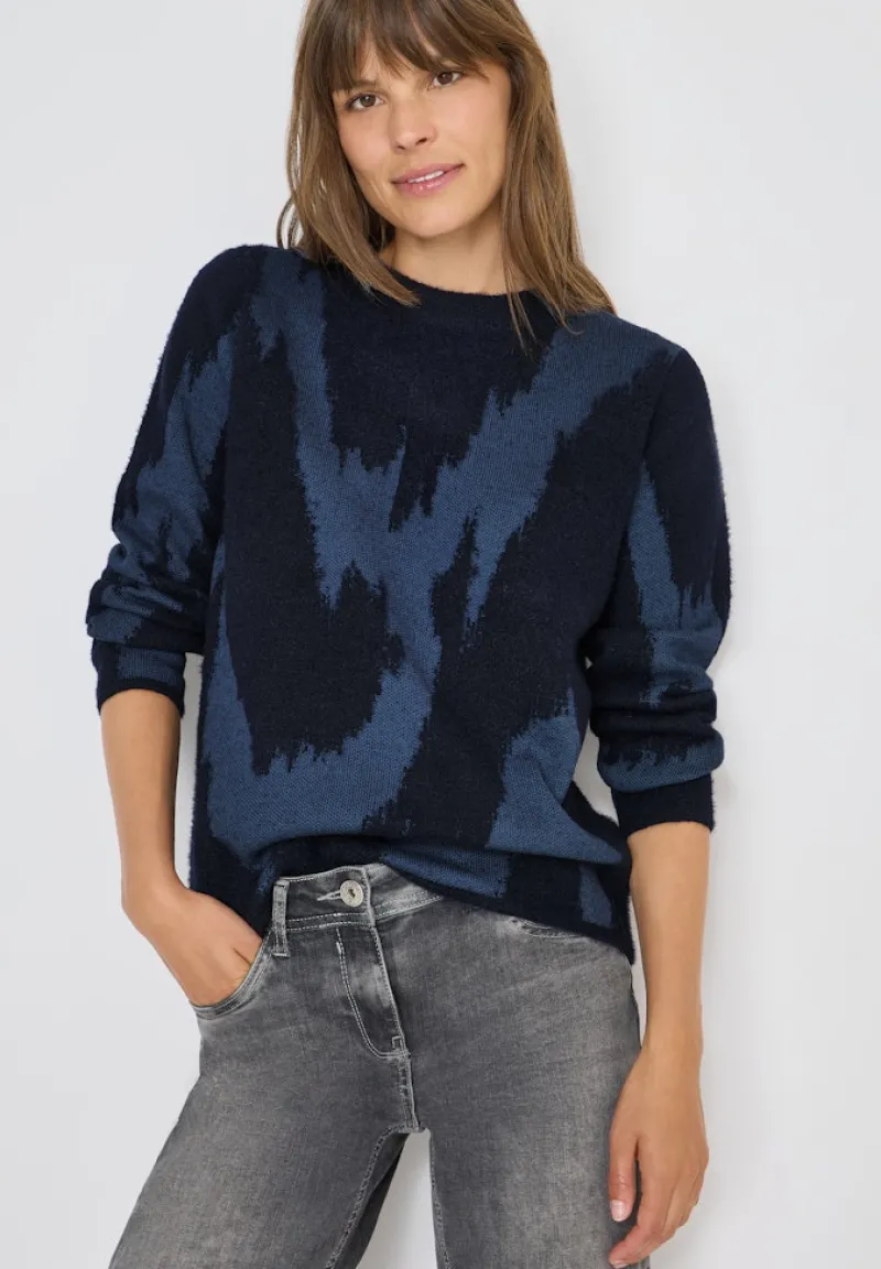 Cecil Pullover & Sweatshirts*Gemusterter Pullover urban dark blue